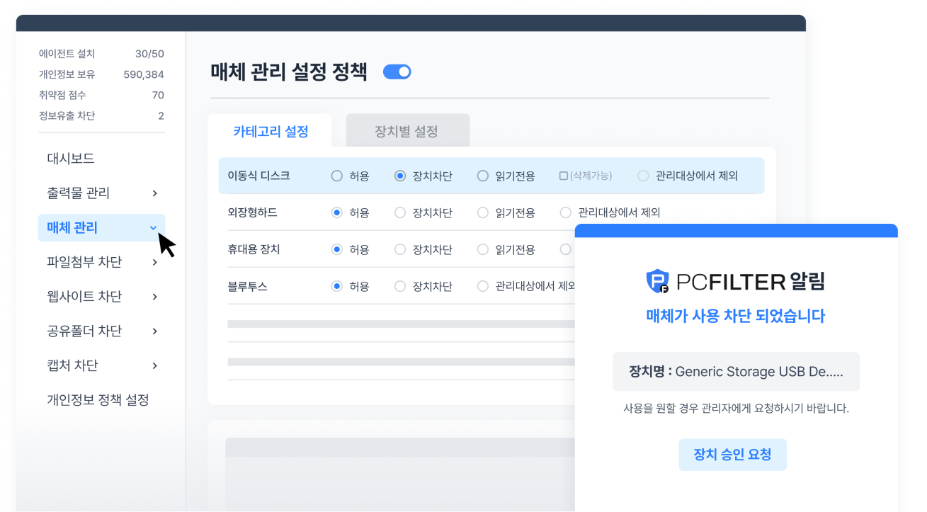 PF 기능 DLP 정보유출방지
