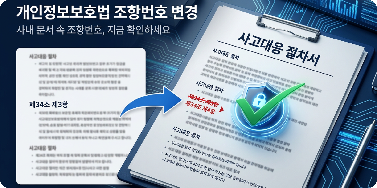 기업내 개인정보보호법 조항번호 변경